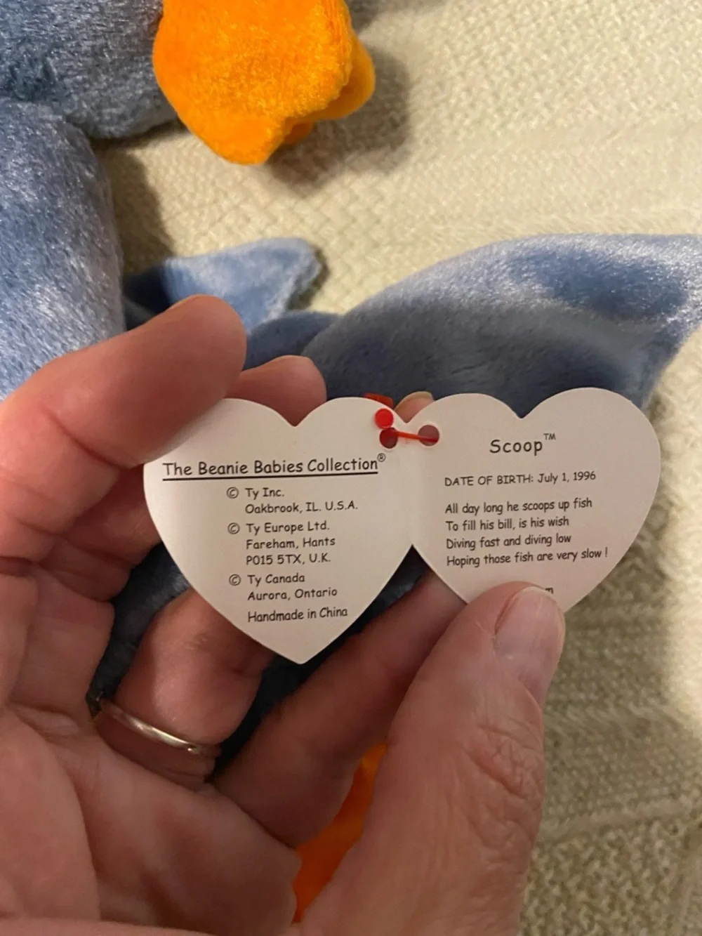 Ty Plush Scoop - Gray and Orange Beaks